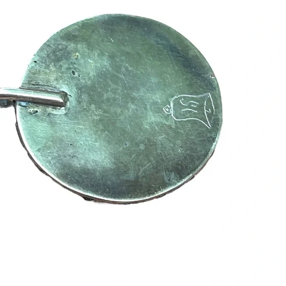 Vintage authentic Navajo Signed Turquoise pendant silver - Picture 2 of 6